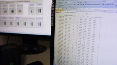 Microsoft Excel table with data of heat meters. Video stock 52778933