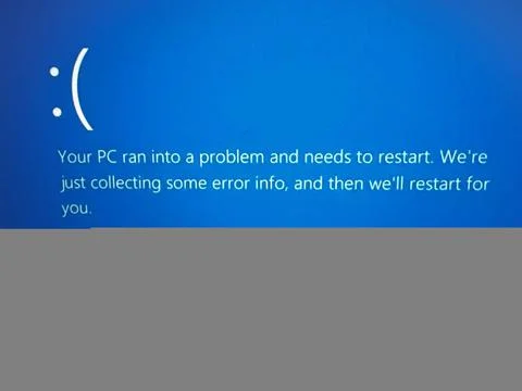 Microsoft, IT-Ausfall, Systemfehler, Blue Screen, Windows, Absturz, Compu... Foto stock