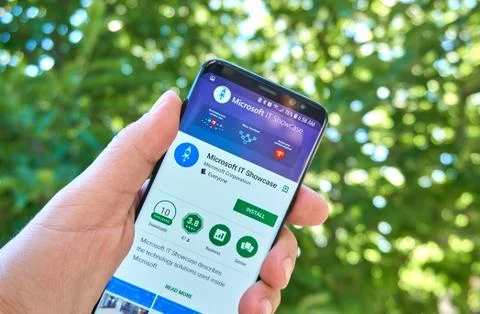 Microsoft IT Showcase mobile app on Samsung s8. Foto stock
