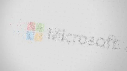 Microsoft logo being made with many numbers. Digital business conceptual Stockillustratie