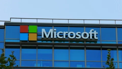 Microsoft Logo building Stock Footage 95492850