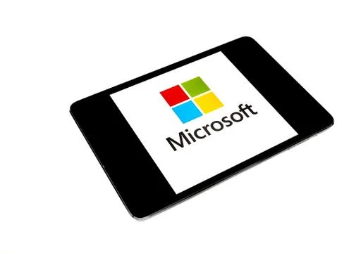 Microsoft logo on ipad screen Stock Photos