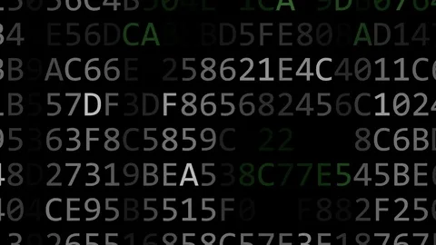 Microsoft logo made of flashing hexadecimal symbols on computer screen Stock Footage 83008235