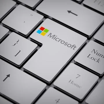 Microsoft logo notebook keycap 3d illustration stock market editorial Stock Photos