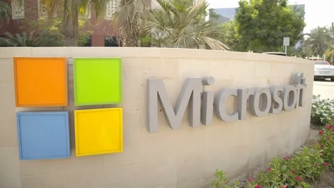 Microsoft Logo In The Office Building 動画素材 116247423