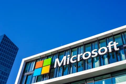Microsoft logo at office building, Munich Germany 写真素材