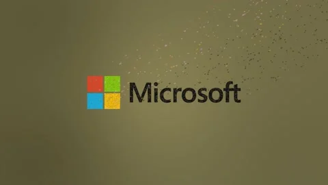 MIcrosoft Logo Wind Dissolve. Golden Video stock 157698587