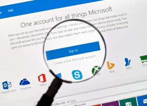 Microsoft mail login. Stock Photos