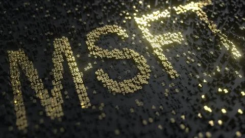 Microsoft MSFT stock ticker made of gold numbers, conceptual editorial 3D 스톡 일러스트