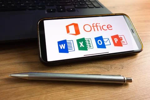 Microsoft Office 365 logo displayed on phone Stock Photos