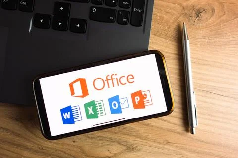 Microsoft Office 365 logo displayed on phone Stock Photos