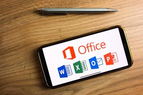 Microsoft Office 365 logo displayed on phone Stock Photos