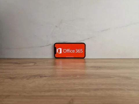 Microsoft Office 365 logo displayed on mobile phone Stock Photos
