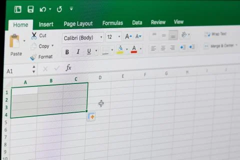 Microsoft office excel application menu Stock Photos