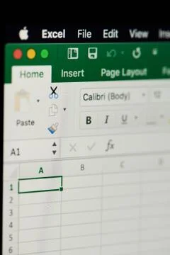 MIcrosoft office excel home menu Stock Photos