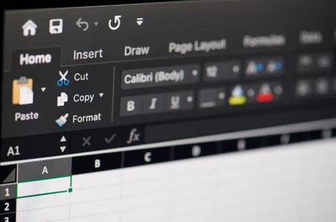 Microsoft office excel software menu Stock Photos