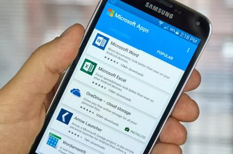 Microsoft Office mobile applications Fotos Stock