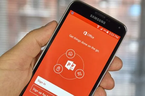 Microsoft Office Power Point mobile app 写真素材