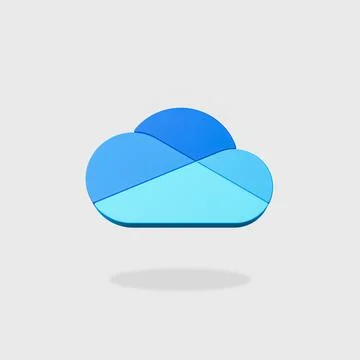 Microsoft Onedrive Logo 3D Shape Isolated on Flat Light Gray Background with Stock Illustration