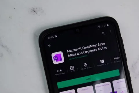 Microsoft OneNote dev app on Smartphone screen. Stock-Fotos
