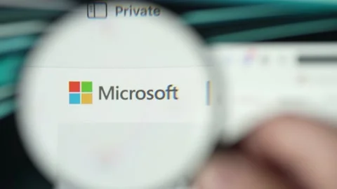 Microsoft Online Website on a Computer Screen Focus Shot Stock Footage 219156365
