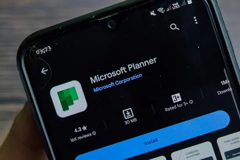 Microsoft Planner application on Smartphone screen. Foto stock