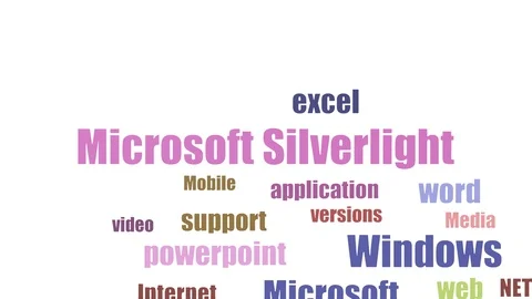 Microsoft Silverlight Tag Cloud Animated Isolated On White Stock Footage 107228193