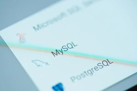 Microsoft SQL moblie menu Stock Photos