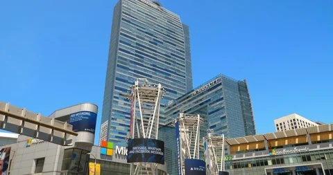 Microsoft Square, and  digital billboards at L.A. LIVE in Los Angeles, 4K Video stock 88984925