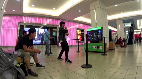 Microsoft staff demonstrates with people dance game with 4k resolution 스톡 동영상 54806426