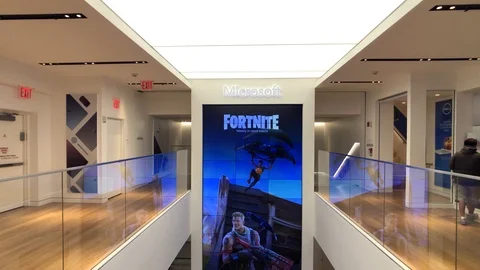 Microsoft store interior in 5th avenue in Manhattan Stock Footage 98198998