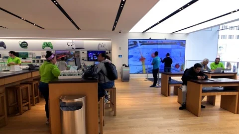 Microsoft store interior in 5th avenue in Manhattan Stock Footage 98231966
