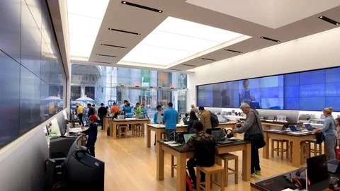 Microsoft store interior in 5th avenue in Manhattan Stock Footage 98232058