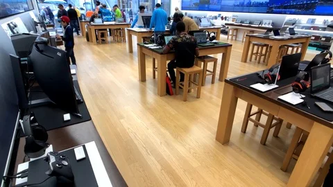 Microsoft store interior in 5th avenue in Manhattan Stock Footage 98232127