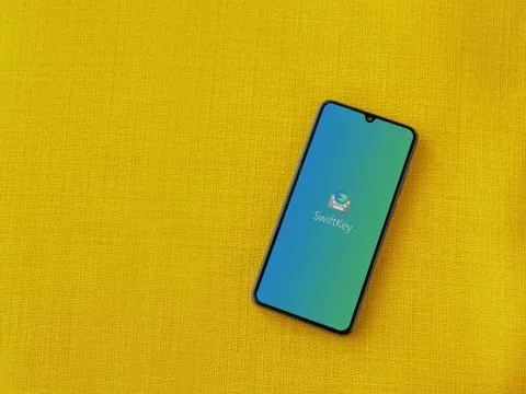 Microsoft SwiftKey Keyboard app launch screen with logo on the display of a b Stock Photos