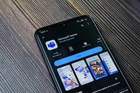 Microsoft Teams application on Smartphone screen. Foto stock