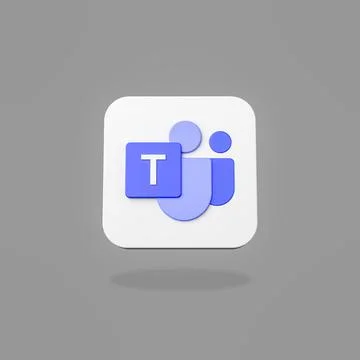 Microsoft Teams Logo 3D Shape Isolated on Flat Gray Background with Shadow 3D Illustrazione stock