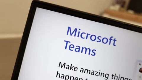 Microsoft Teams platform website displayed on laptop computer Stock Footage 235030219
