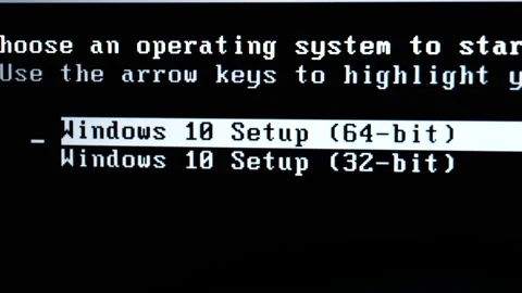 Microsoft Windows 10 setup installation screen, operating system architecture Stock Footage 167370241