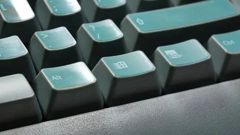 Microsoft Windows 95 98 OS key on an old retro mechanical keyboard detail e.. 스톡 사진