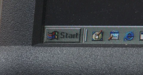 Microsoft Windows 98 Start button Stock Footage