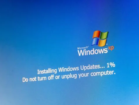 Microsoft Windows XP operating system update, installing updates one percen.. Stock Photos