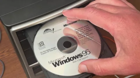 Microsoft Windows95 Software CD - CD Tray - Bettendorf, IA - June 12, 2024 Stock Footage 277497253