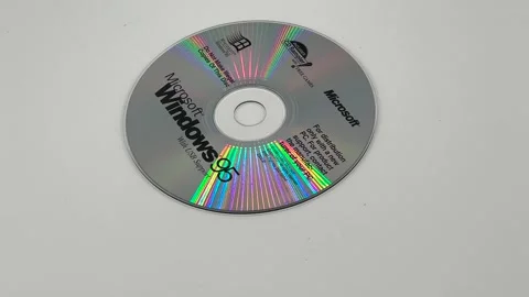 Microsoft Windows95 Software CD - Rotating - Bettendorf, IA - June 12, 2024 Stock Footage 277446792