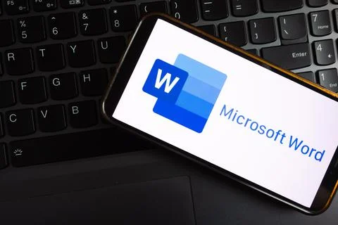 Microsoft Word logo displayed on smartphone Stock Photos