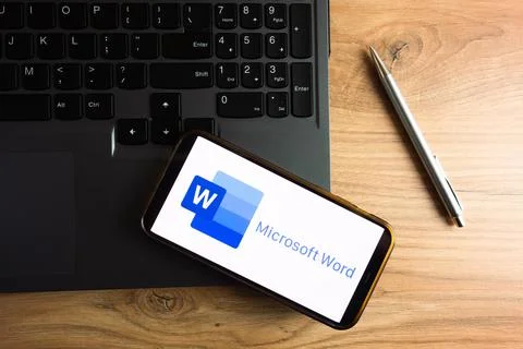 Microsoft Word logo displayed on smartphone Stock Photos