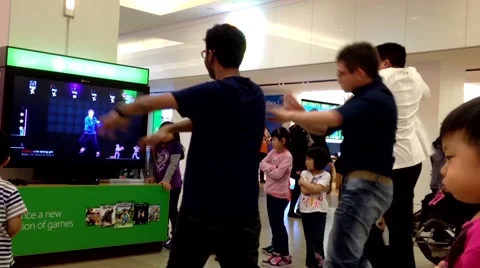 Microsoft xbox demonstrates dance game Video stock 53983032