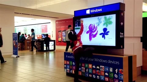 Microsoft xbox demonstrates paint game Video stock 49090093