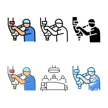 Microsurgery doctor work multipack color icon vector Stock Illustration