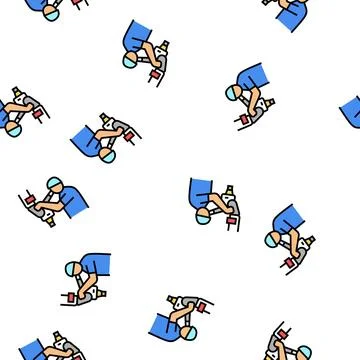 Microsurgery doctor work vector seamless pattern Stock Illustration